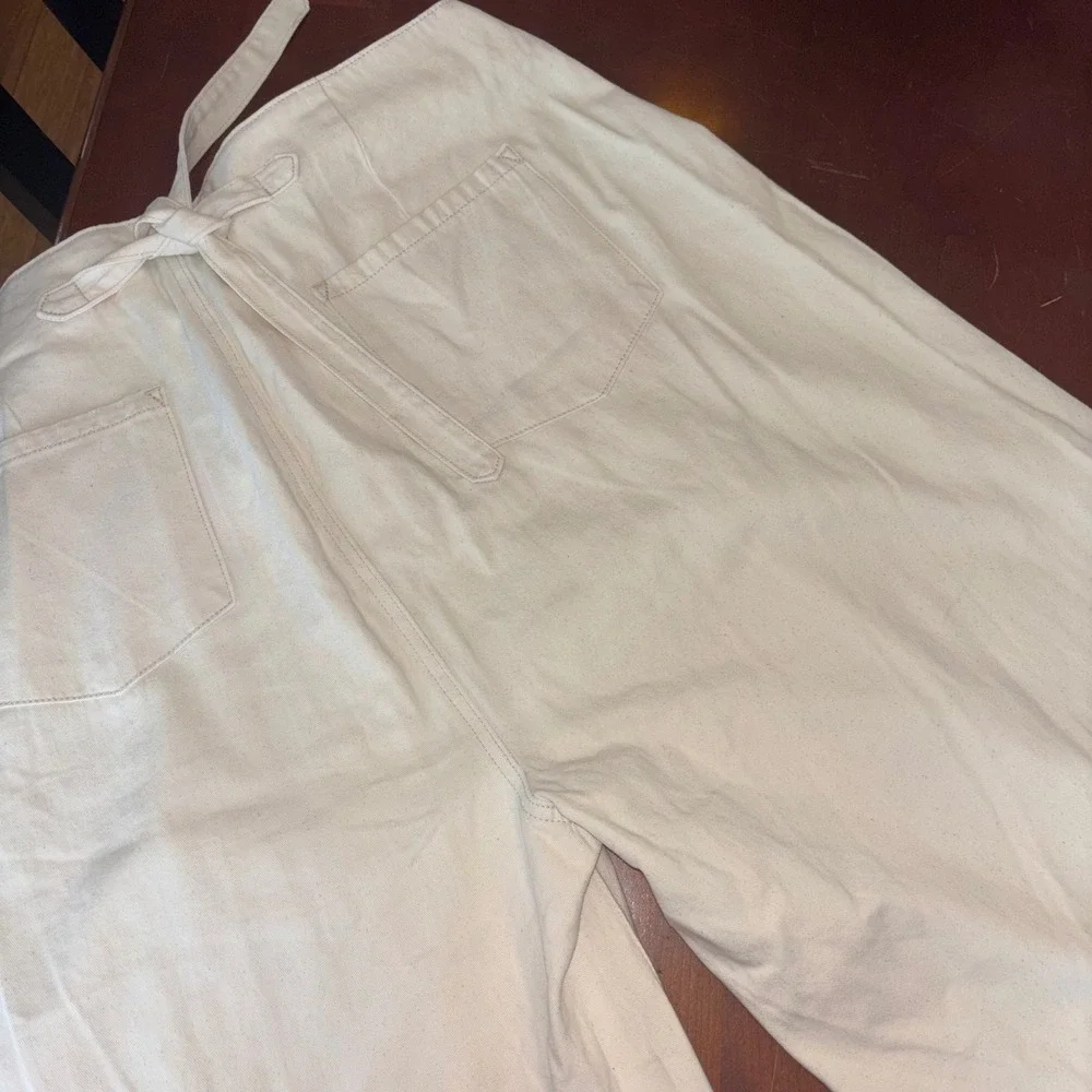 CIDER | Wide Leg | High Waisted |‎ Zipper | 100% Cotton Cream Pants | 1XL